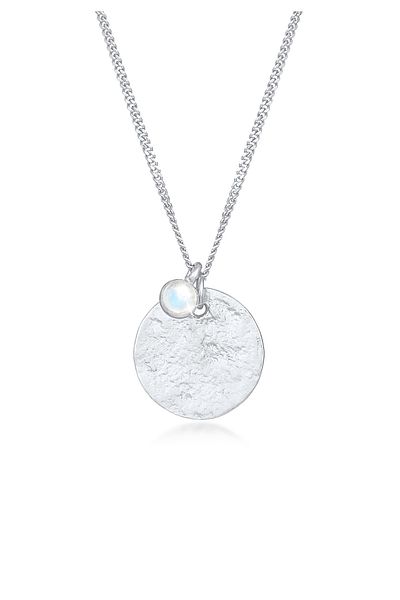 ELLI Halskette Plättchen Vintage Organic Mondstein 925 Silber