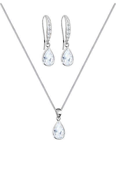 ELLI Schmuckset Tropfen Zirkonya 925 Ayar Gümüş