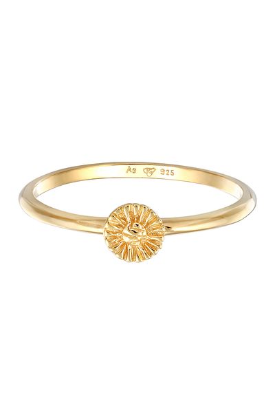 ELLI Damenring – Blumen-Boho-Hippie, 925er Sterlingsilber, vergoldet