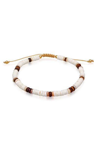 ELLI Fußschmuck Muschel Kokosnuss Holz Perlen 925 Silber