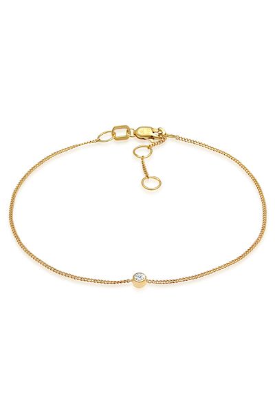 ELLI Armband Damen Solitär Panzerkette Elegant Verstellbar mit Brillant (0,03 CT.) in 375 Gelbgold