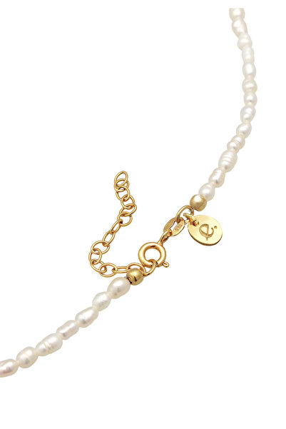 ELLI Colier Choker pentru dama Tendință clasică cu perle de cultură de apă dulce în argint 925 aur Pla