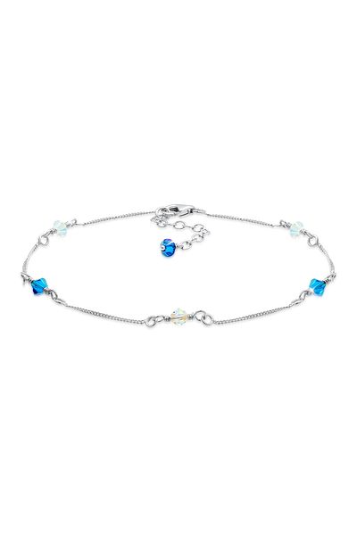ELLI Fußschmuck Basic Strang Bead Kristalle 925 Silber