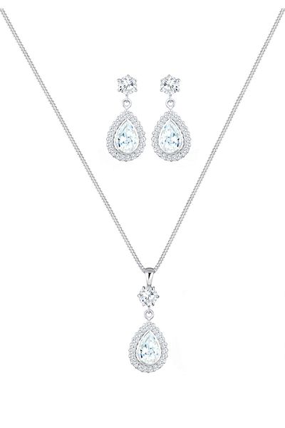 ELLI Schmuckset Tropfen Zirkonya 925 Ayar Gümüş