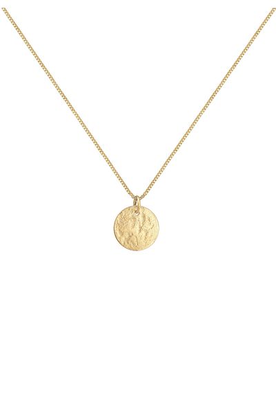 ELLI Halskette Damen Plättchen Anhänger gehämmert aus 925 Sterling Silber