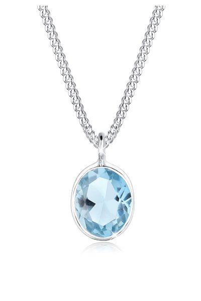 ELLI Halskette Geo Oval Topas Edelstein Edel 925 Sterling Silber