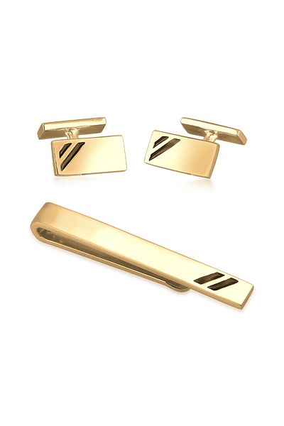 KUZZOI Krawattennadel Manschettenknöpfe Set Elegant 925 Silber