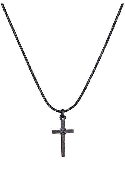 KUZZOI Halskette Herren Kreuz Flach Kordelkette 925 Silber