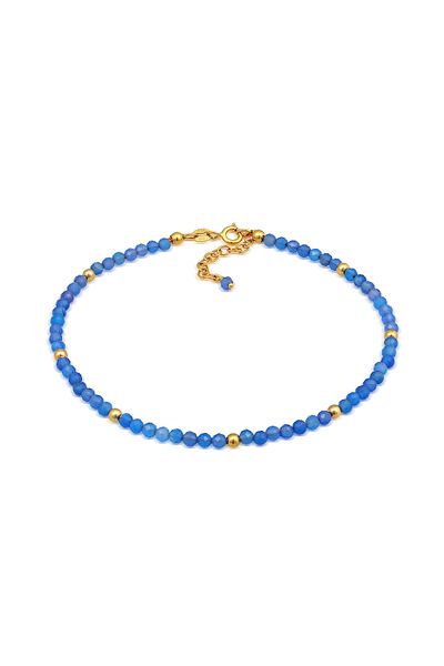 ELLI Fußschmuck Achat Perlen Blau Sommer Strand 925 Silber