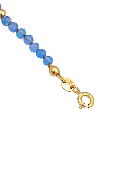 ELLI Fußschmuck Achat Perlen Blau Sommer Strand 925 Silber