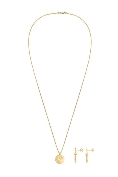 ELLI Schmuckset Kette Ohrhänger Plättchen Vintage Coin 925 Silber