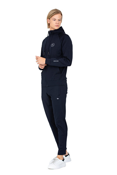 DYNAMO Erkek Lacivert Kapüşonlu Dalgıç Kumaş Eşofman Takımı   AS-319
