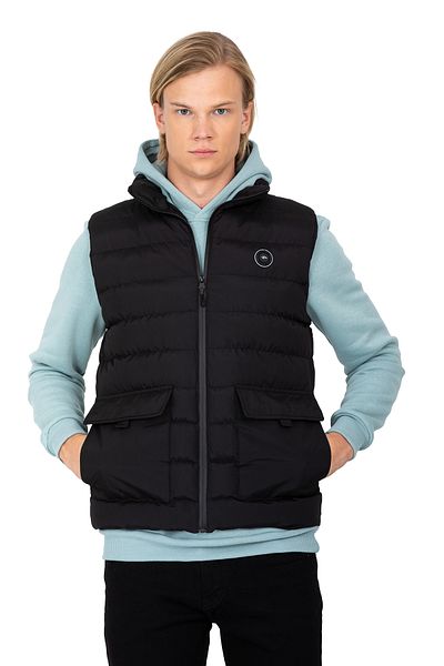 DYNAMO Men's Black Puffer Vest with Pocket Detail 4017