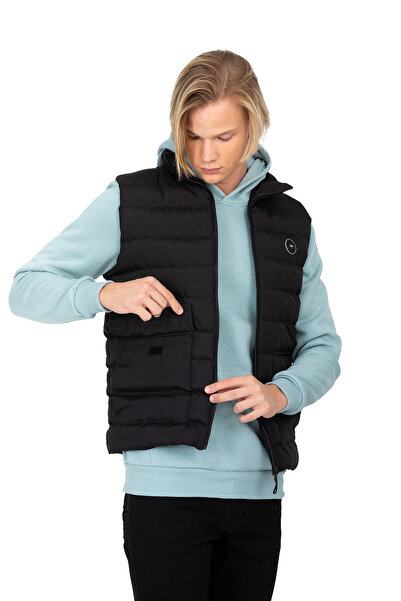 DYNAMO Erkek Siyah Cep Detaylı Şişme Yelek 4017