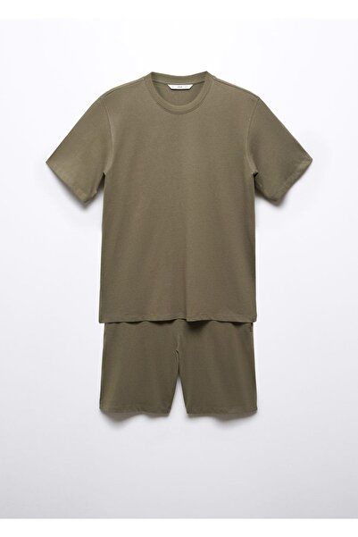 MANGO Man Pamuklu şort pijama takımı