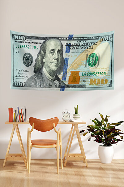 Vagonik 100 Dolar Desenli Duvar Örtüsü Halısı 70x140