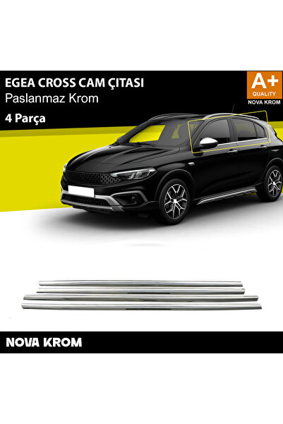 Nova Krom Fiat Egea Cross Krom Cam Üst Çıtası 4 Prç. 2020 Üzeri (Mat Krom)