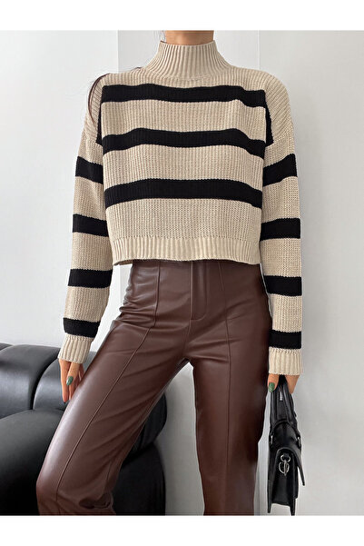 Slim'N Lift Pulover de damă cu gât în ​​dungi