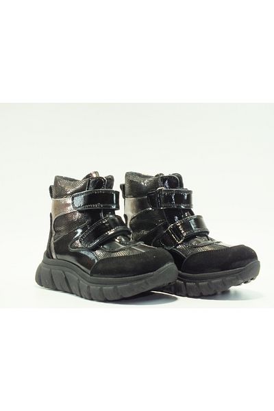 Toddler Shiny Genuine Leather Boots with Double Velcro