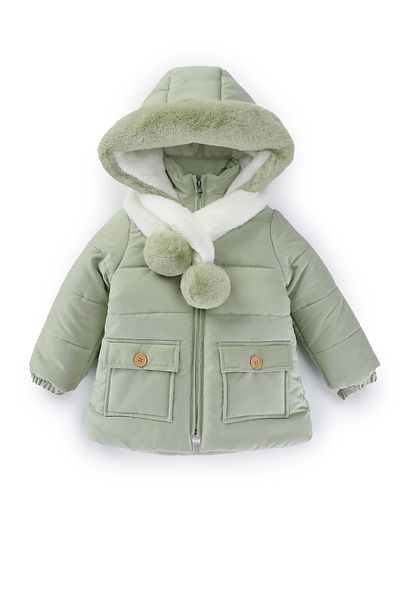 PODIUM GYM Special Series Soft Fabric Trendy Winter Coat with Fur Pockets and Gilded Hooded Scarves