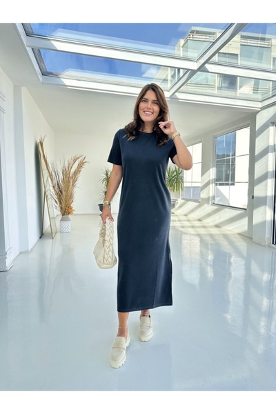 Elif Özbey Butik Καπνιστό κοντομάνικο φόρεμα κηρήθρας
