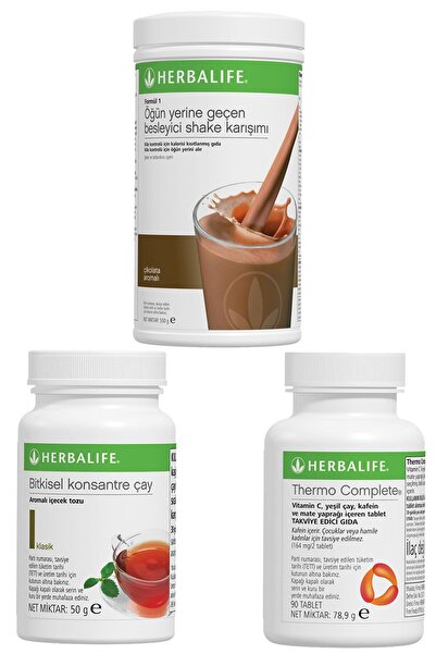Herbalife Shake Çikolatalı Thermo Complete Klasik Çay 50 gr Birer Adet