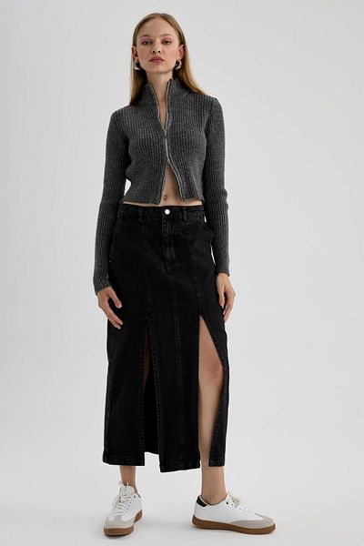 DeFacto Slim Fit stojánek, límec, pletený svetr na zip A5607Ax23Wn