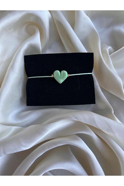 PEONY - peonyofficiall Aqua Green Heart Glass Murano Aqua Green String Bracelet