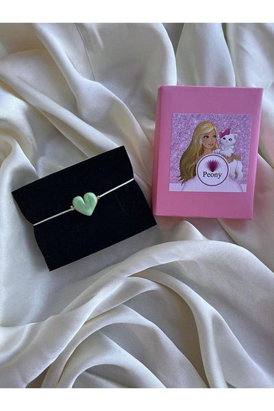 PEONY - peonyofficiall Aqua Green Heart Glass Murano Aqua Green String Bracelet