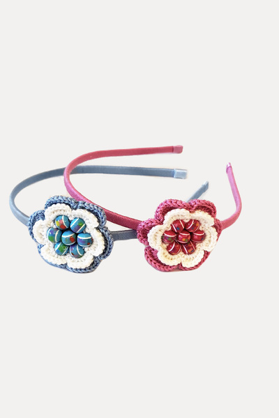 nftart.design Beaded Flowers Double Hair Crown Set