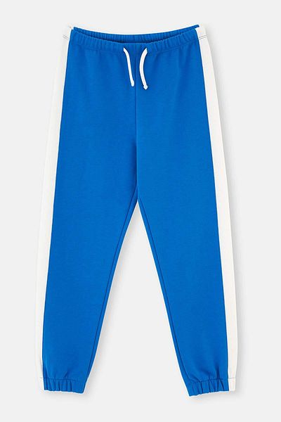 Dagi Sax Blue Stripe Detaillierte Unisex-Trainingshose mit drei Fäden