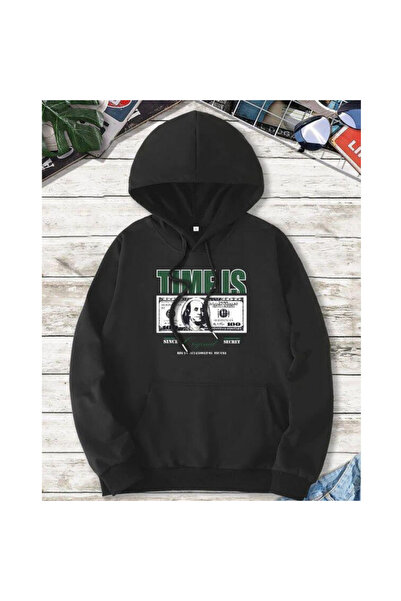 Gofeel سويت شيرت Harajuku Time Is مطبوع كبير الحجم بتفاصيل عتيقة Gofeel