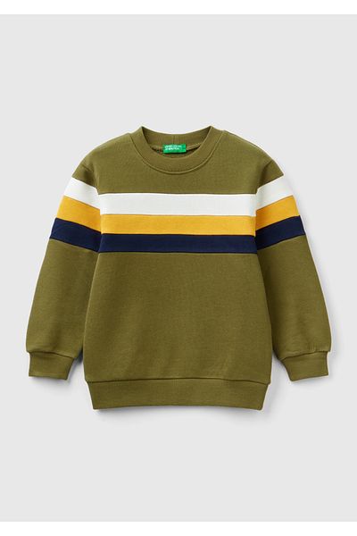 United Colors of Benetton Khaki Boy's Sweatshirt - Horizontal Line Detail