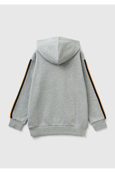 United Colors of Benetton Сив меланжиран суичър за момче с детайли на райе