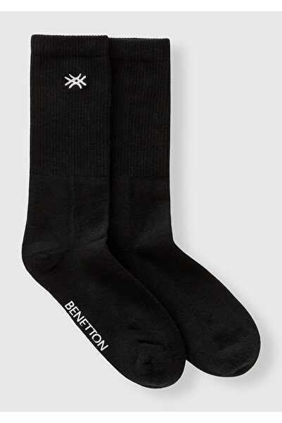 United Colors of Benetton Unisex Μαύρες κάλτσες Benetton με λογότυπο