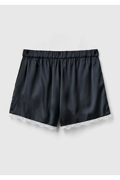 United Colors of Benetton Pantaloni scurți de pijama de damă cu dantelă neagră
