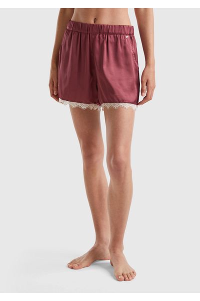 United Colors of Benetton Burgundy Lace Detailed Women's Pajama Shorts