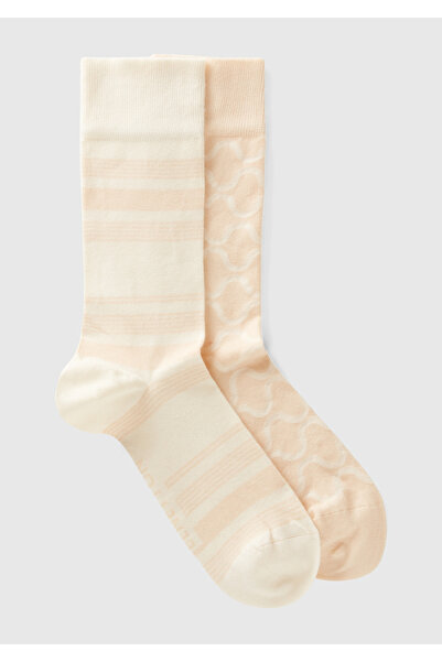 United Colors of Benetton Set de 2 șosete unisex bej