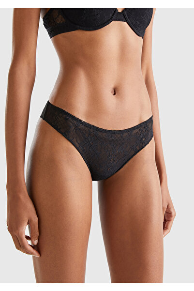 United Colors of Benetton Black Lace Brazilian Women's Panties