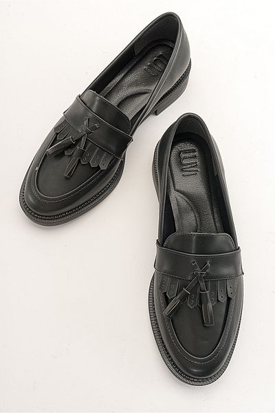 LuviShoes LILY Black Skin Дамски мокасини