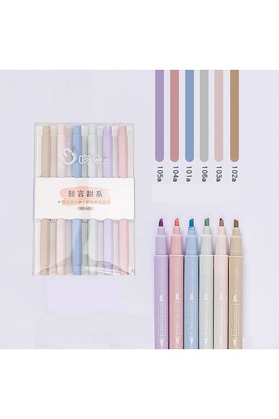 ASTAMON Morandi Color 6 Pieces Fine Model Double Sided Marker Line Marking Pen-Type 2