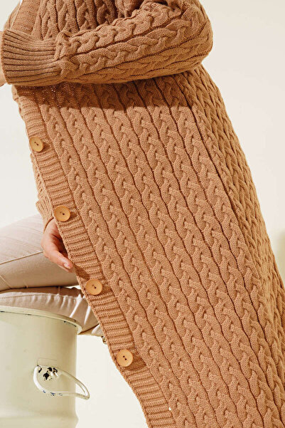 benguen 377 Μακριά Πλεκτά Ζακέτα Camel