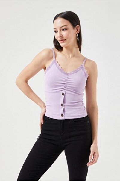 Swana Kadın Düğme Detaylı Fitilli Bluz