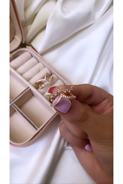 Accessories Gold Renk Ayarlanabilir Taşlı Zirkon Yüzük