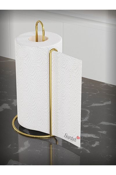 SUNTEL BANYO VE MUTFAK AKSESUARLARI Θήκη χαρτοπετσέτας σε ρολό χρυσό - Ανοξείδωτο αξεσουάρ πάνω από τον πάγκο