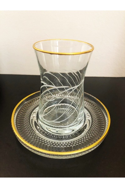 DİBA AVM 12 Parça Gold Detaylı Çay Seti Lüx - Çay Takımı - 6 Kişilik Gold Det...