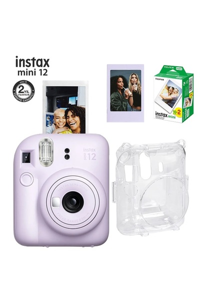 Fujifilm Instax Mini 12 Fotoğraf Makinesi-20li Film-Şeffaf Pleksi Kılıf ve Fo...