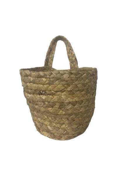 T.Concept T. Concept Rattan Wicker Basket - مقبض واحد، خيط وتفاصيل تنظيم، سلة تعليق متعددة الأغراض