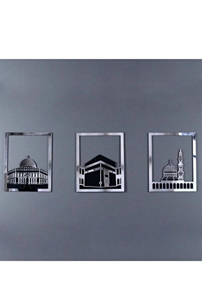 NT Handmade Gümüş Pleksi 3lü Kabe Seti Duvar Dekoru - Salon Oturma Yatak Odas...