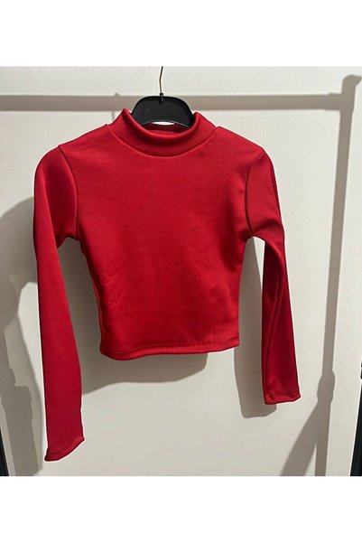 Petek Collection بلوزة قصيرة ذات أكمام طويلة ورقبة عالية